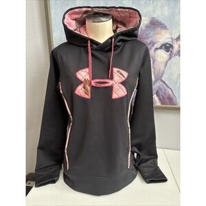 Under Armor Women's M Storm‎ Semi Fitted Black Pink Camo Fleece Lined Sweatshirt